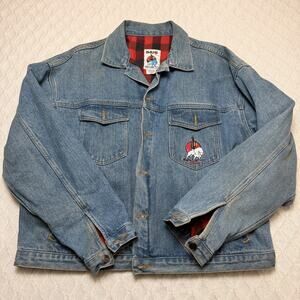 Vintage Imus Jacket Men's XL Flannel Line Denim Embroidered American Flag